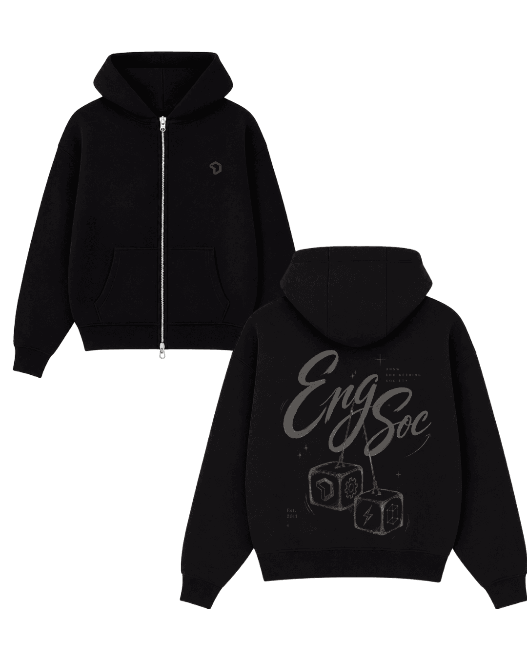 EngSoc Double-Zip Hoodie — Onyx Black
