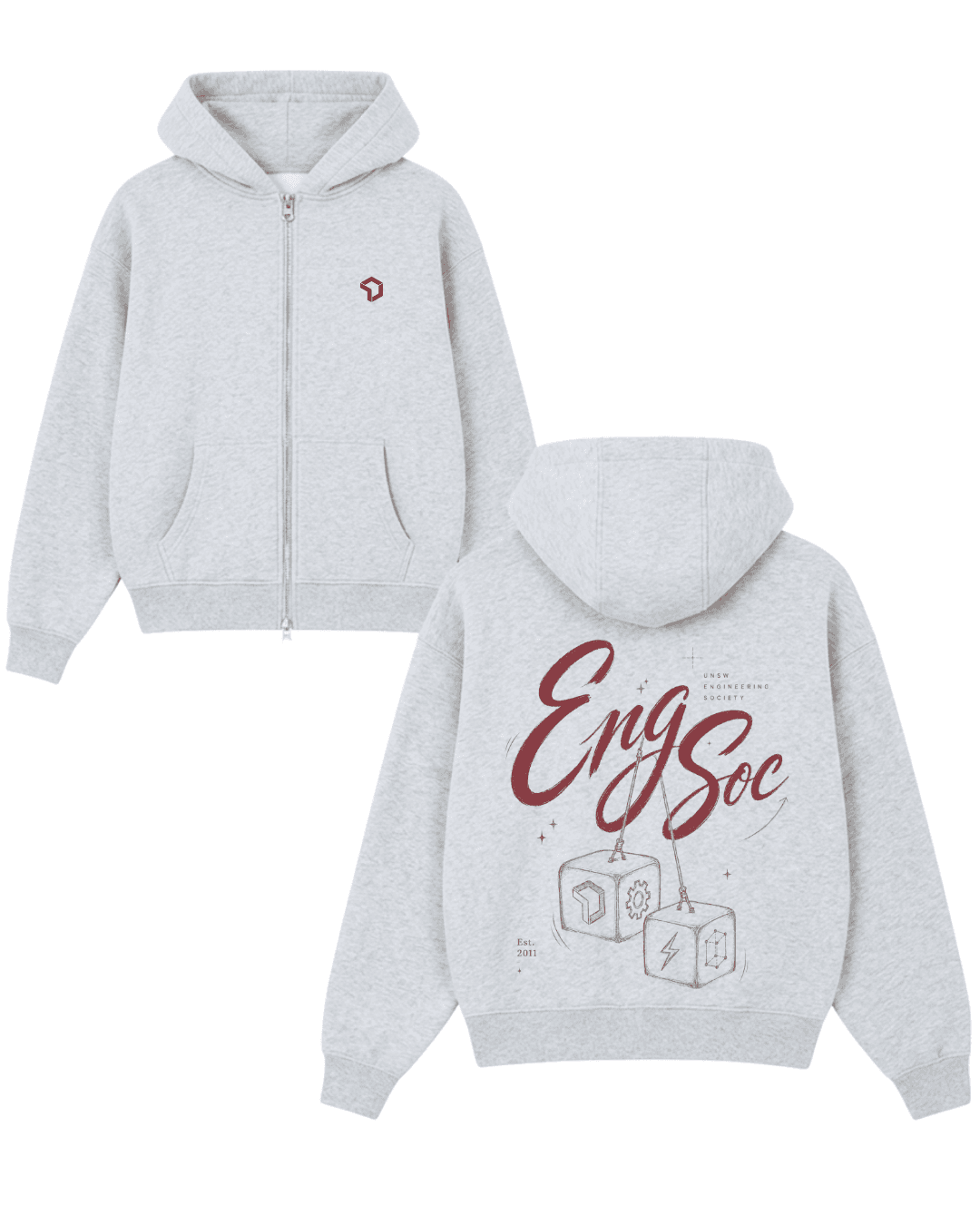 EngSoc Double-Zip Hoodie — Ash Grey